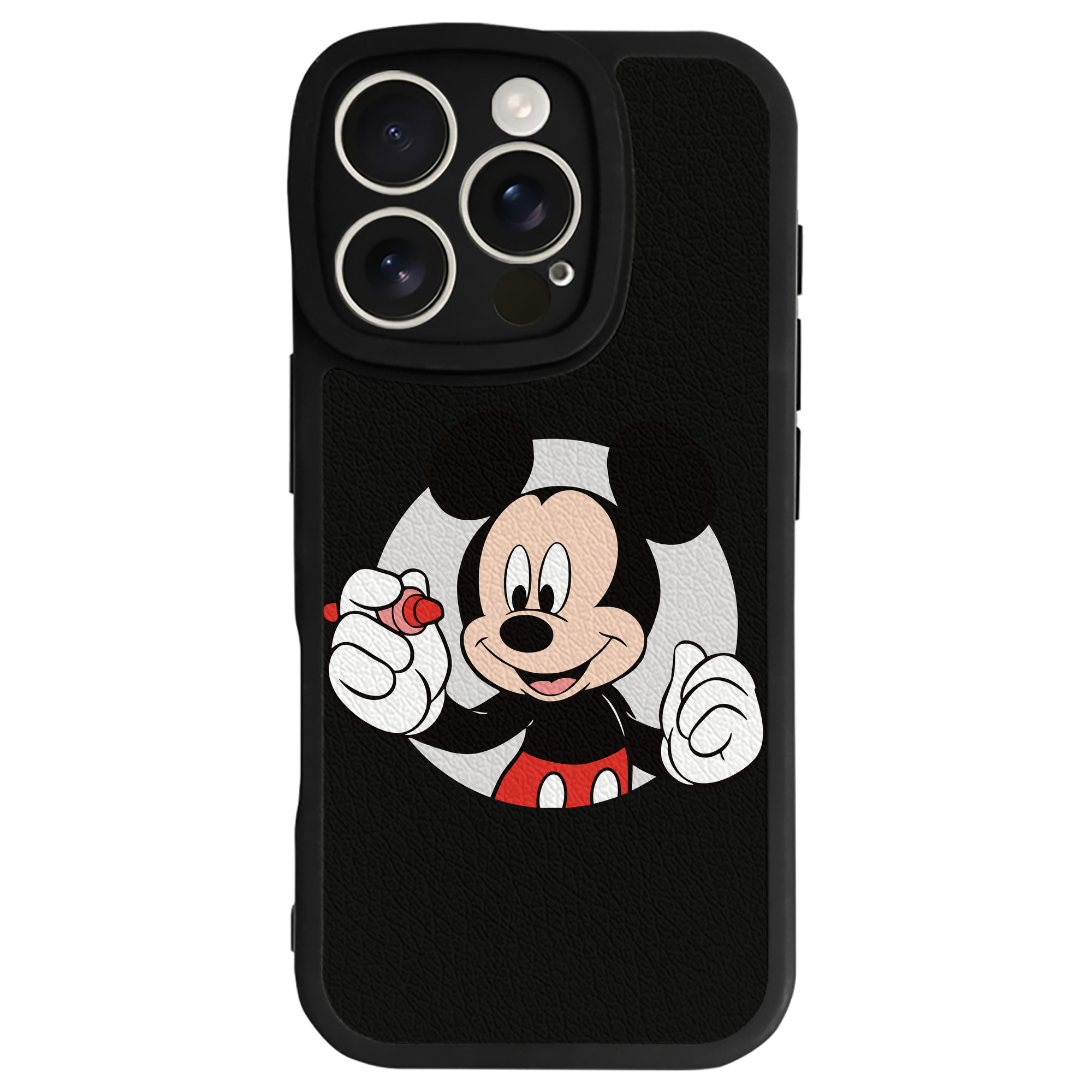 （画像用） ミッキーマウス Mickey Mouse 【iPhone 16シリーズ対応】シリコンスマホケース（レザー調） 材質：シリコン